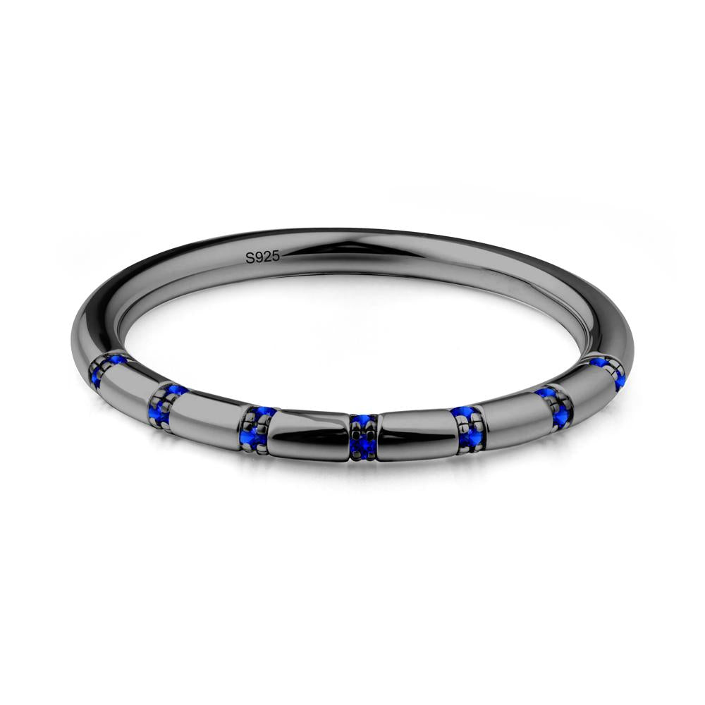 Sapphire Stackable Wedding Band - LUO Jewelry #metal_black finish sterling silver