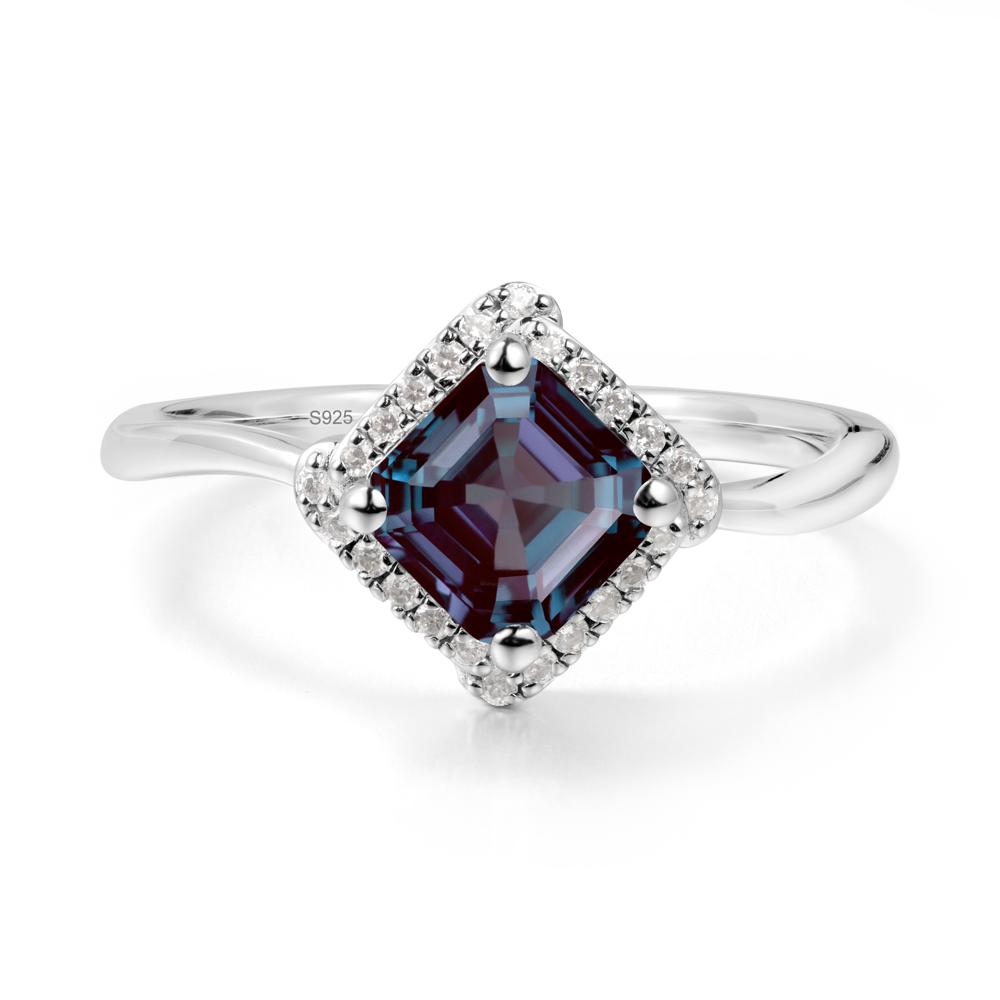 Halo Asscher Alexandrite Ring - LUO Jewelry #metal_sterling silver
