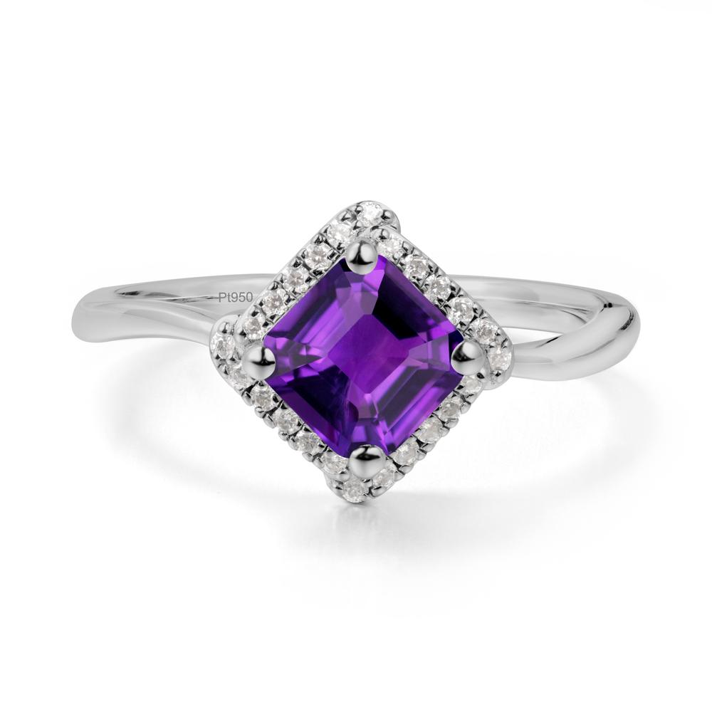 Asscher Amethyst Halo Ring - LUO Jewelry #metal_platinum
