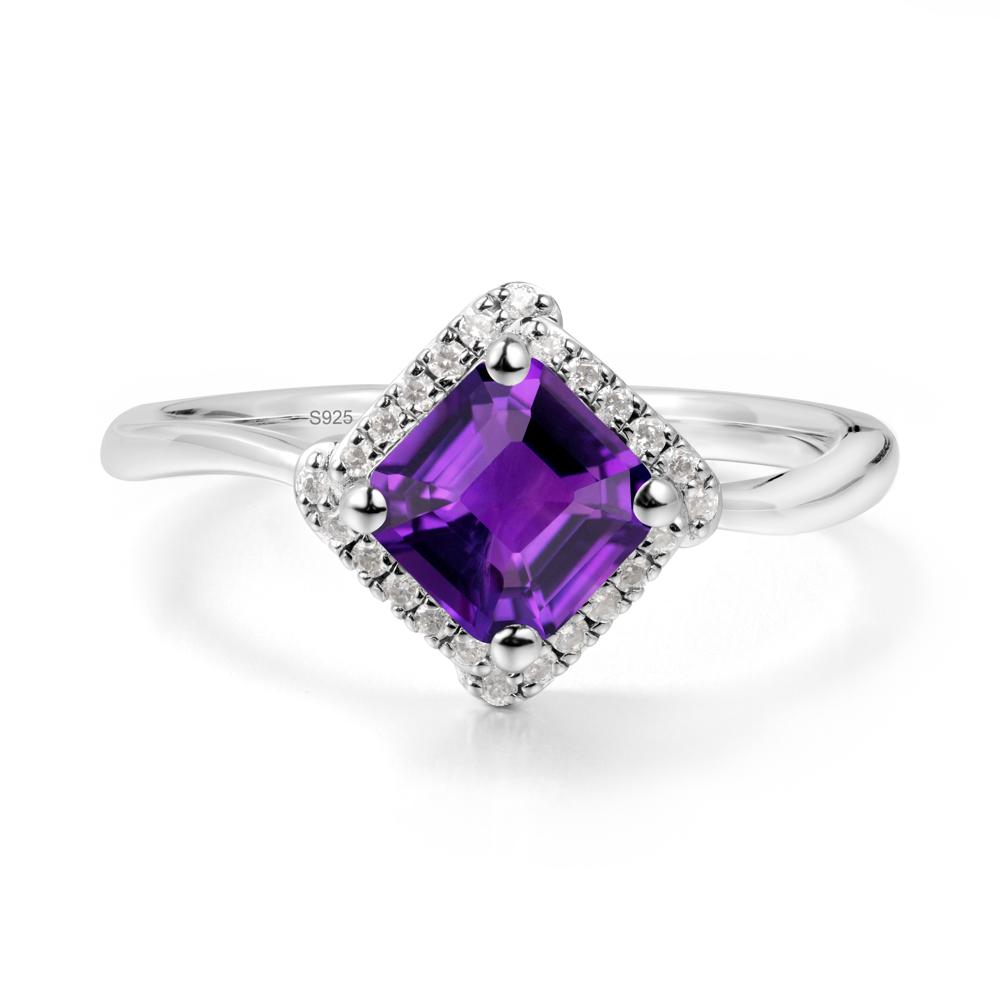 Asscher Amethyst Halo Ring - LUO Jewelry #metal_sterling silver