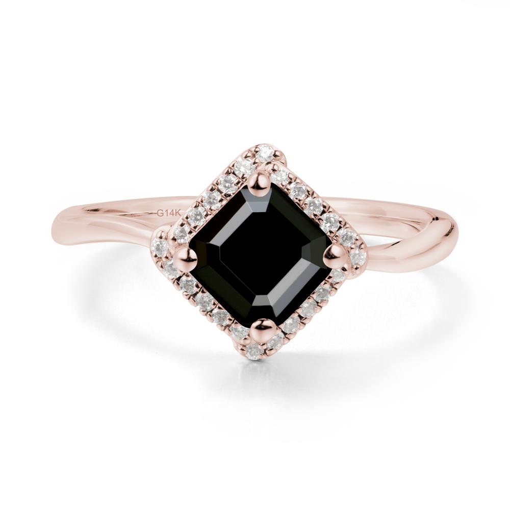Halo Black Spinel Engagement Ring - LUO Jewelry #metal_14k rose gold