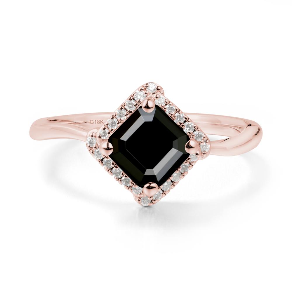 Halo Black Spinel Engagement Ring - LUO Jewelry #metal_18k rose gold