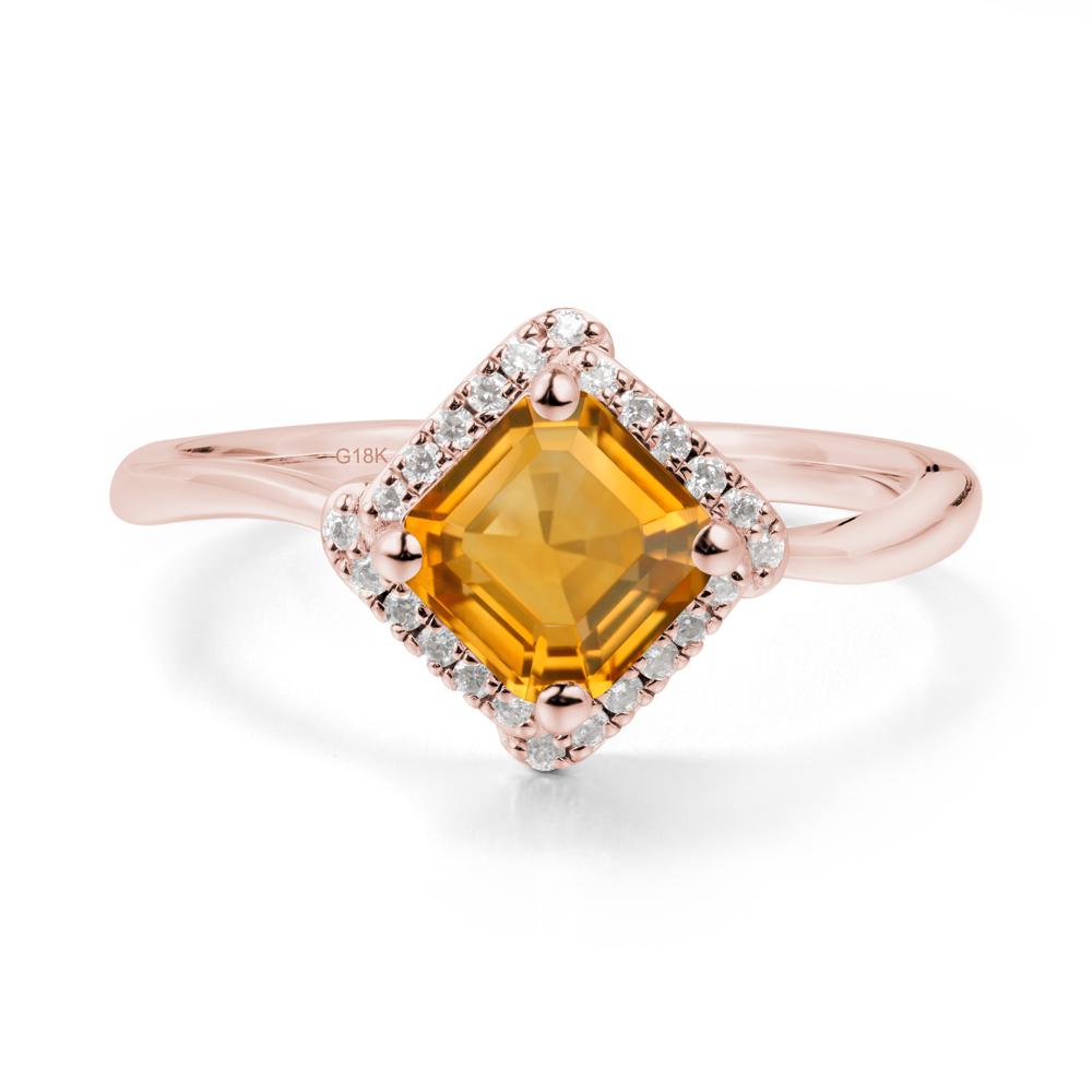 Halo Citrine Engagement Ring - LUO Jewelry #metal_18k rose gold