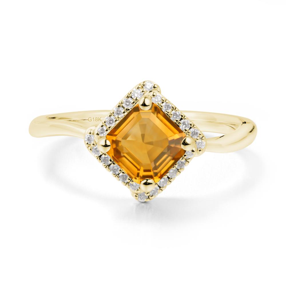 Halo Citrine Engagement Ring - LUO Jewelry #metal_18k yellow gold