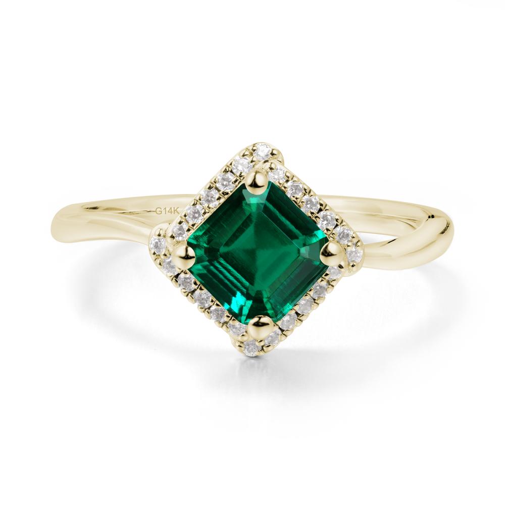 Halo Emerald Engagement Ring - LUO Jewelry #metal_14k yellow gold