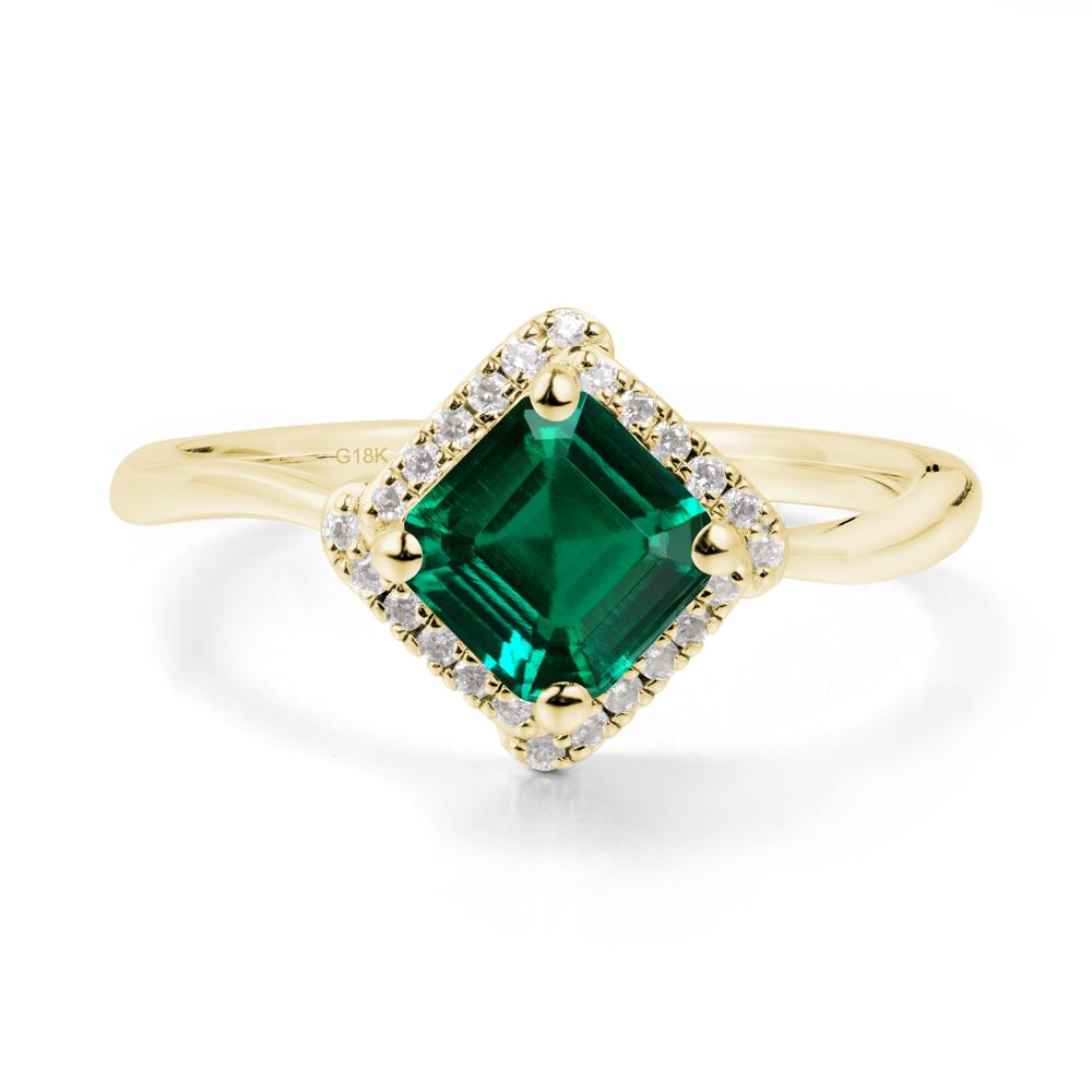 Halo Emerald Engagement Ring - LUO Jewelry #metal_18k yellow gold