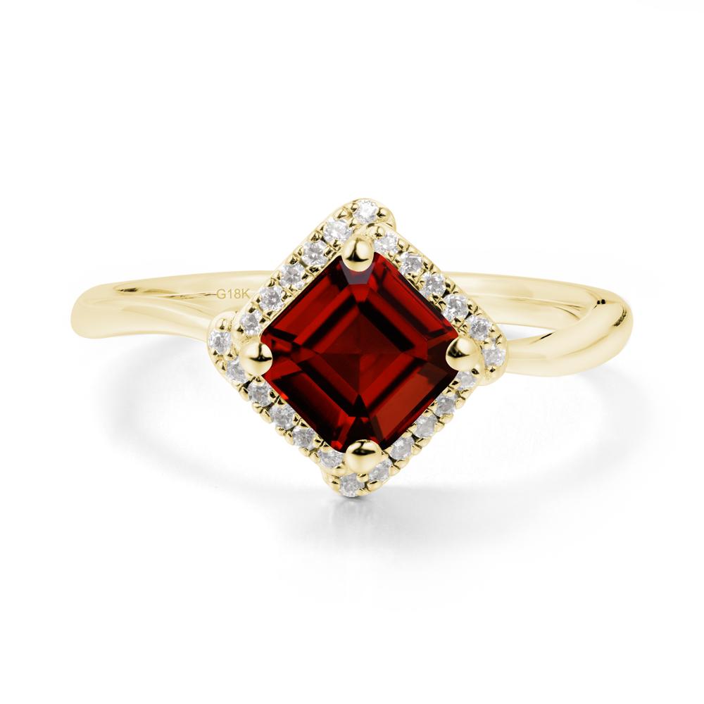 Halo Garnet Engagement Ring - LUO Jewelry #metal_18k yellow gold