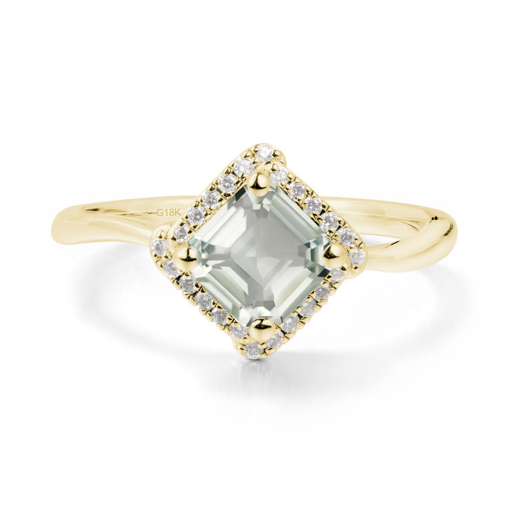 Halo Asscher Green Amethyst Ring - LUO Jewelry #metal_18k yellow gold