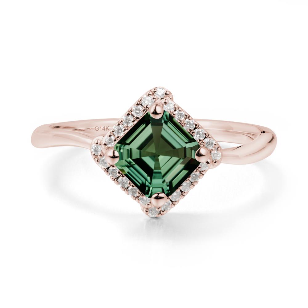 Halo Green Sapphire Engagement Ring - LUO Jewelry #metal_14k rose gold