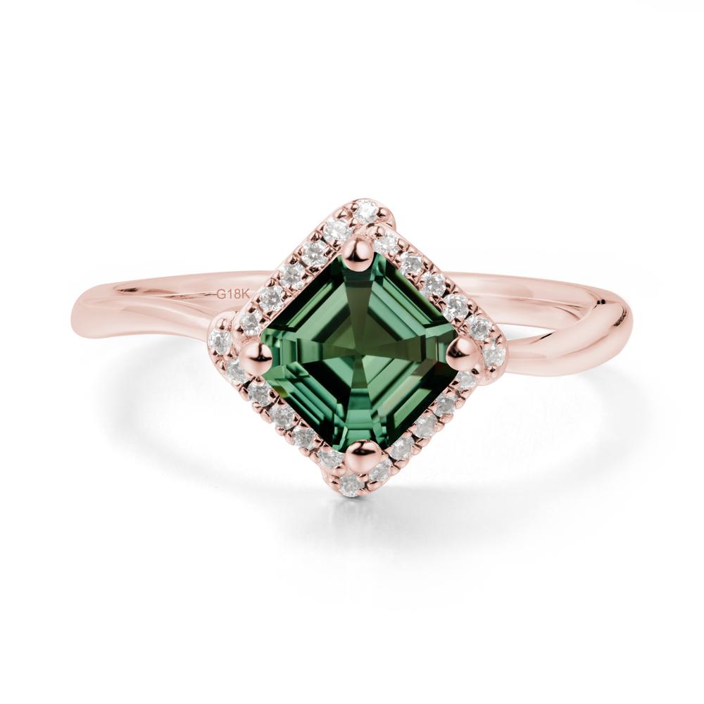 Halo Green Sapphire Engagement Ring - LUO Jewelry #metal_18k rose gold