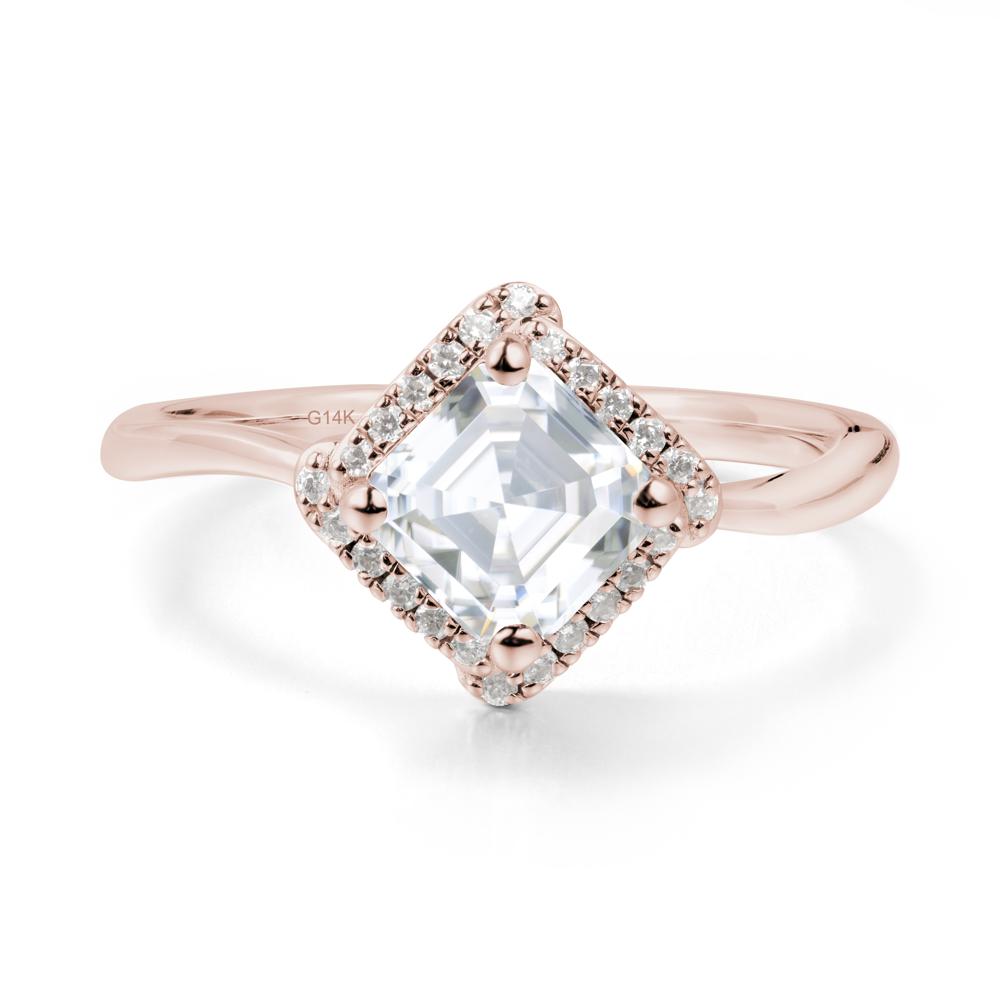 Halo Moissanite Engagement Ring - LUO Jewelry #metal_14k rose gold
