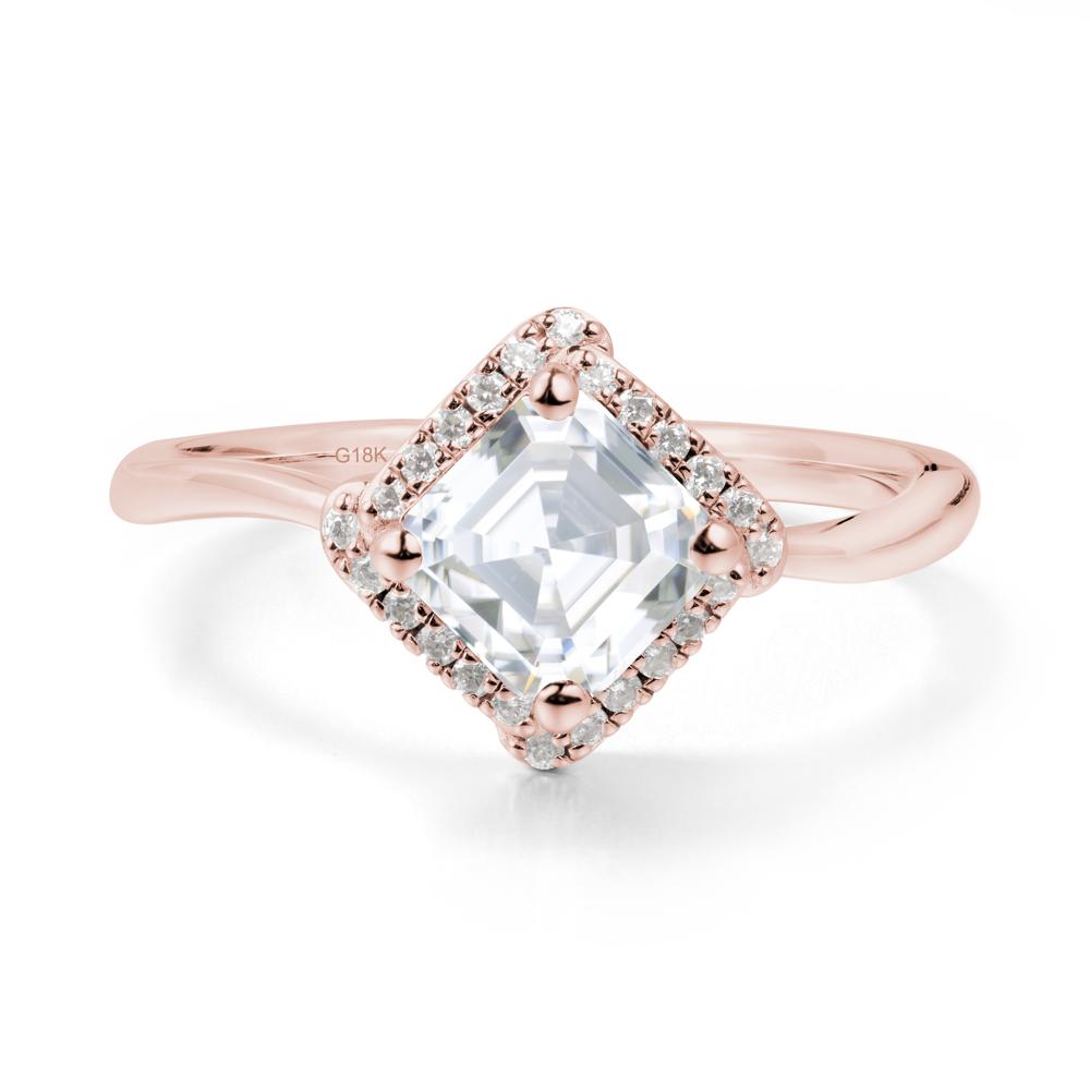 Halo Moissanite Engagement Ring - LUO Jewelry #metal_18k rose gold