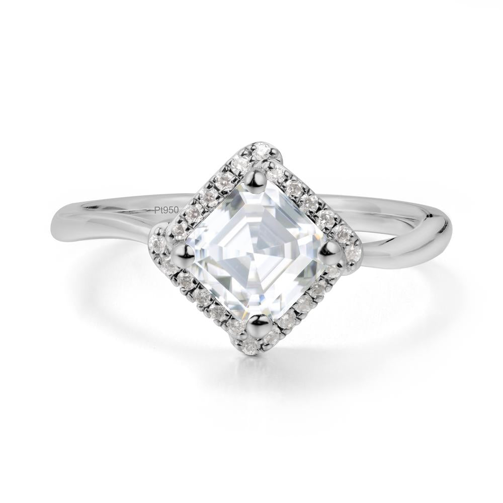 Halo Moissanite Engagement Ring - LUO Jewelry #metal_platinum