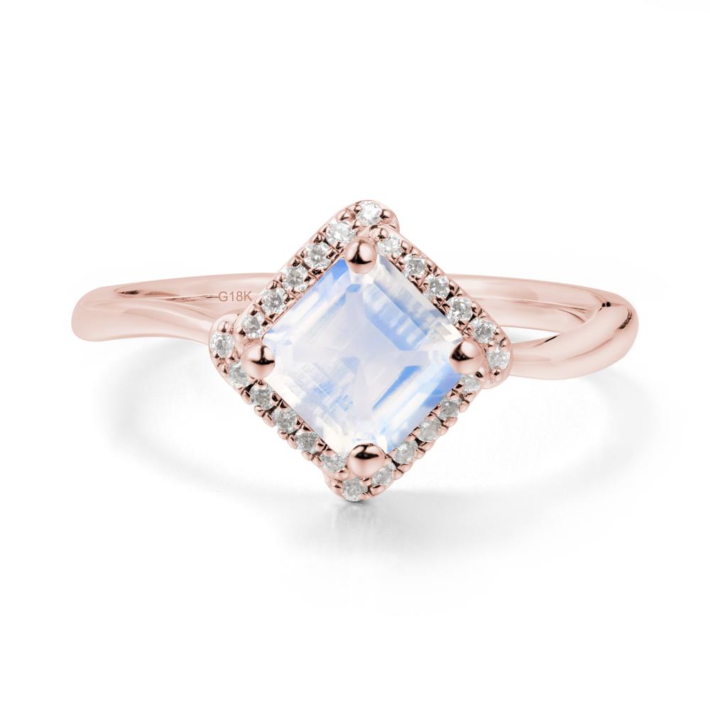 Halo Asscher Moonstone Ring - LUO Jewelry #metal_18k rose gold
