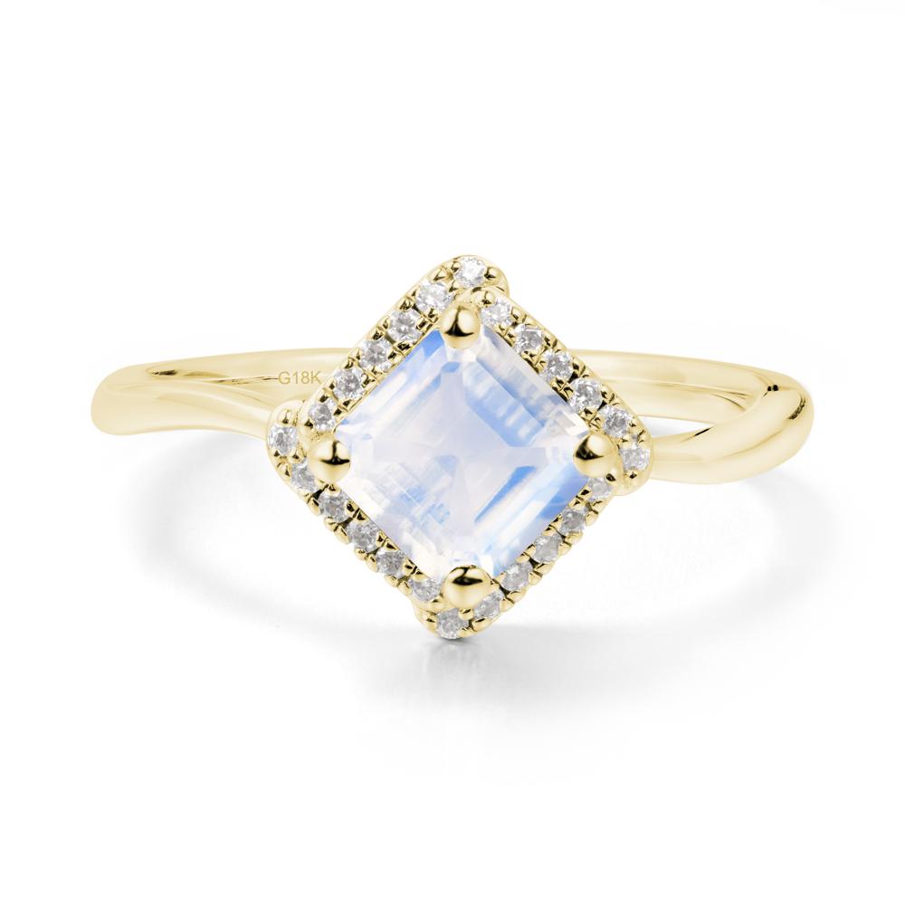 Halo Asscher Moonstone Ring - LUO Jewelry #metal_18k yellow gold