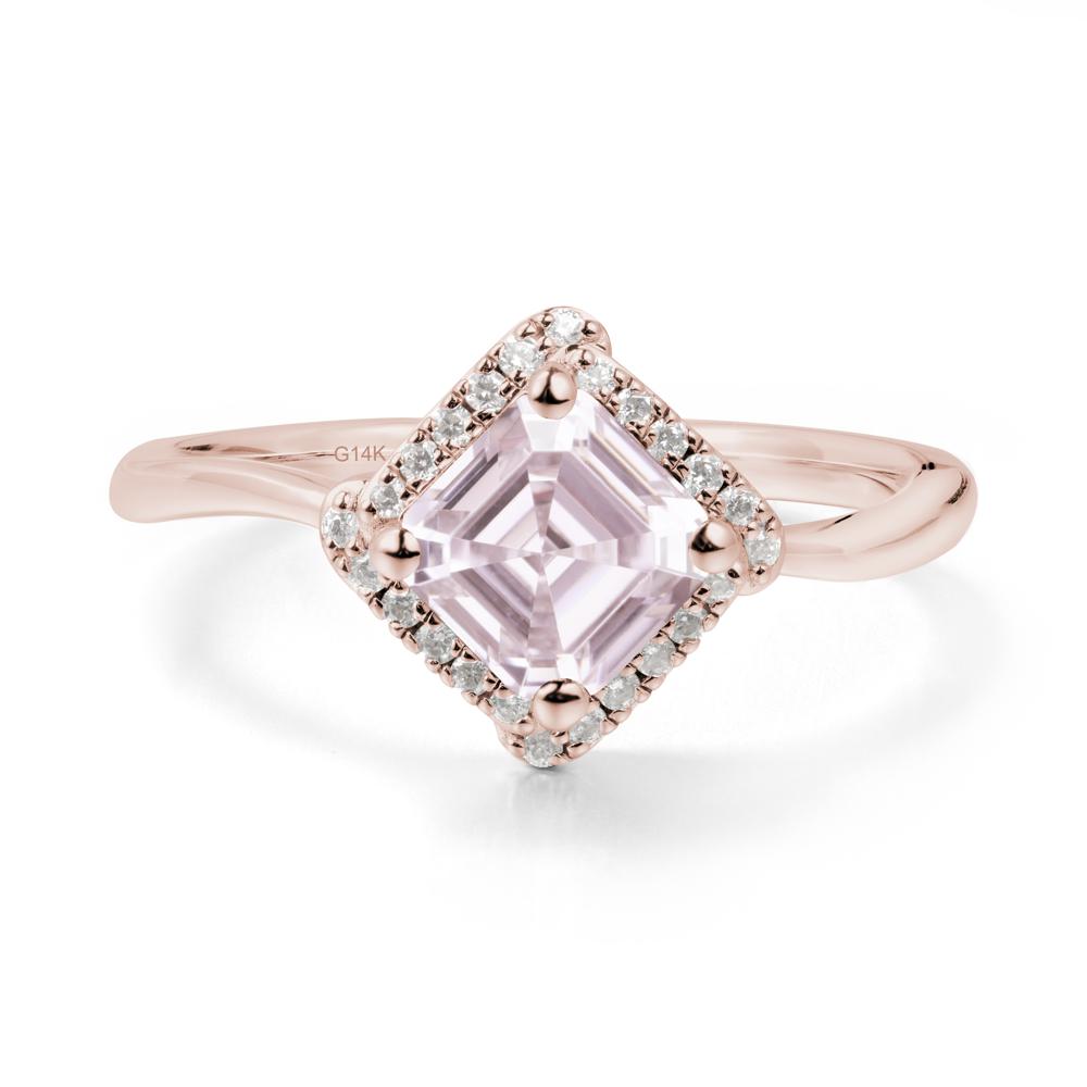 Halo Asscher Pink Cubic Zirconia Ring - LUO Jewelry #metal_14k rose gold