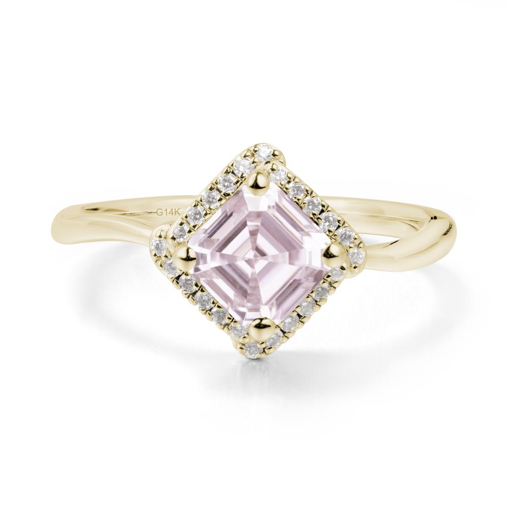 Halo Asscher Pink Cubic Zirconia Ring - LUO Jewelry #metal_14k yellow gold
