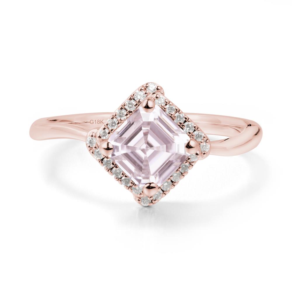 Halo Asscher Pink Cubic Zirconia Ring - LUO Jewelry #metal_18k rose gold