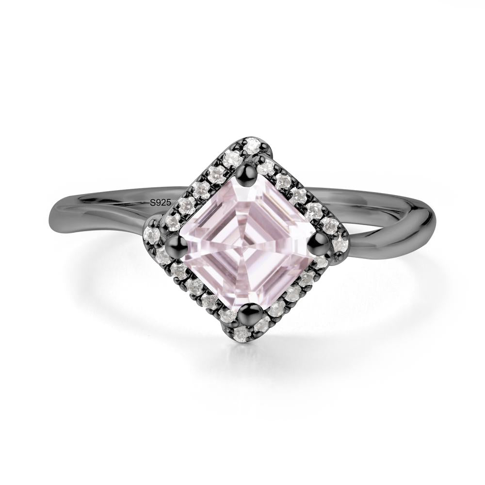 Halo Asscher Pink Cubic Zirconia Ring - LUO Jewelry #metal_black finish sterling silver