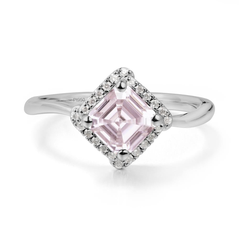 Halo Asscher Pink Cubic Zirconia Ring - LUO Jewelry #metal_platinum