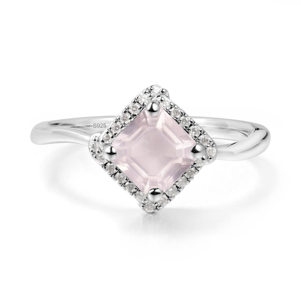 Halo Rose Quartz Engagement Ring - LUO Jewelry #metal_sterling silver