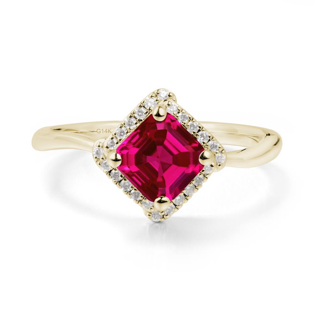 Halo Ruby Engagement Ring - LUO Jewelry #metal_14k yellow gold