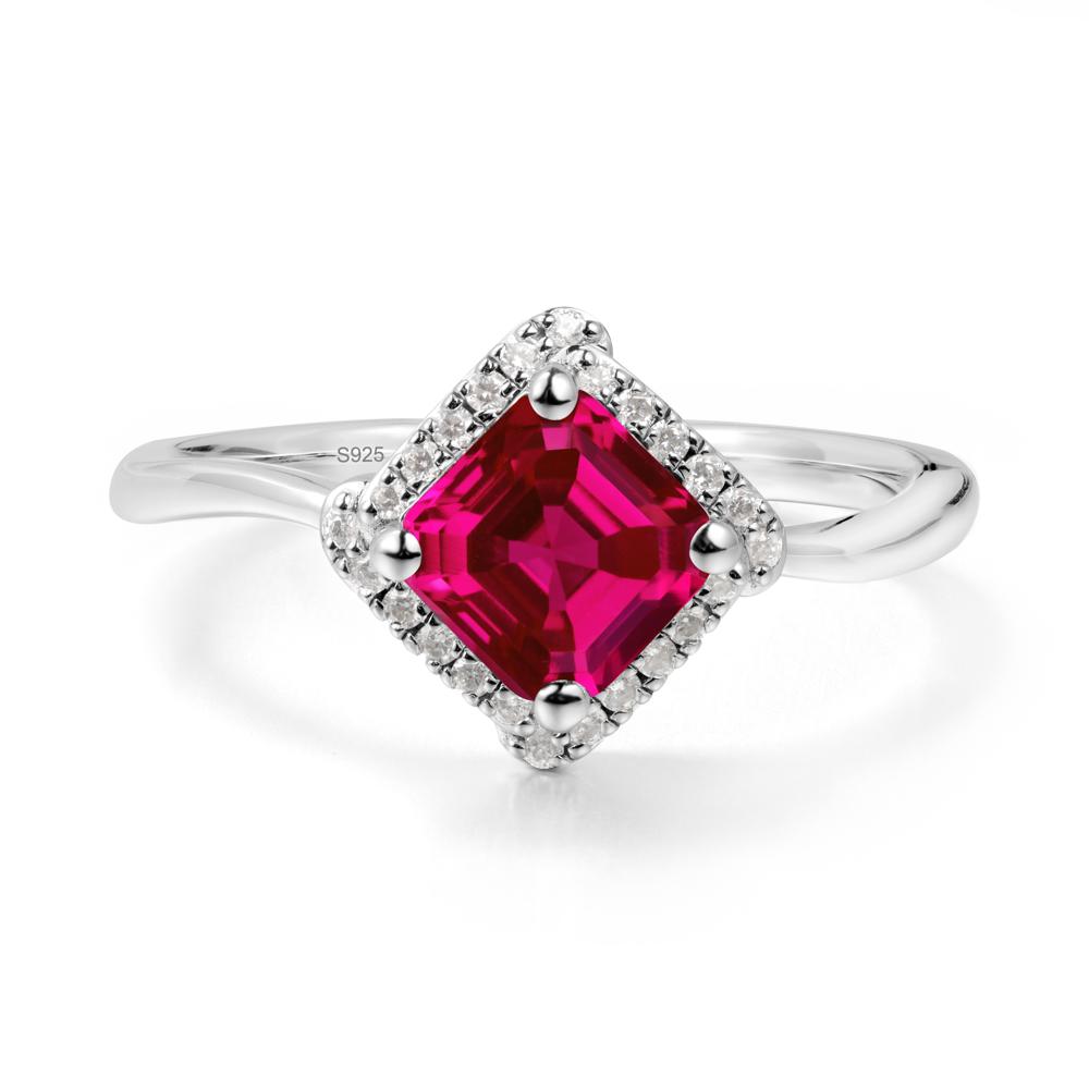 Halo Ruby Engagement Ring - LUO Jewelry #metal_sterling silver