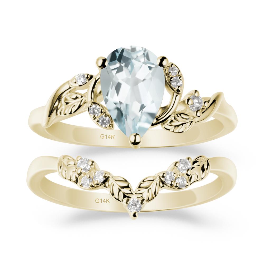 Leaf Inspired Aquamarine Bridal Set - LUO Jewelry #metal_xxxxx