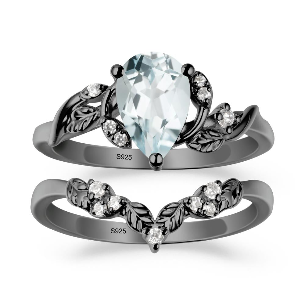 Leaf Inspired Aquamarine Bridal Set - LUO Jewelry #metal_xxxxx
