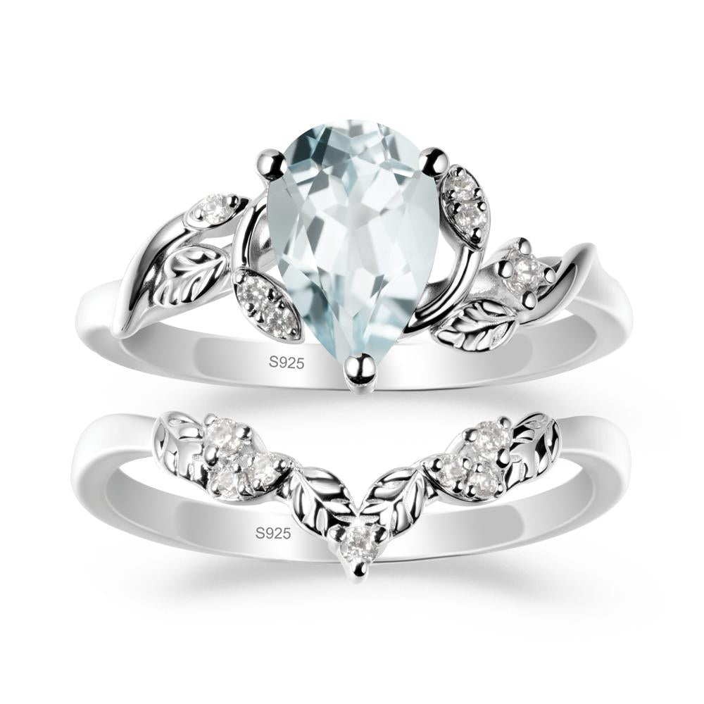 Leaf Inspired Aquamarine Bridal Set - LUO Jewelry #metal_xxxxx