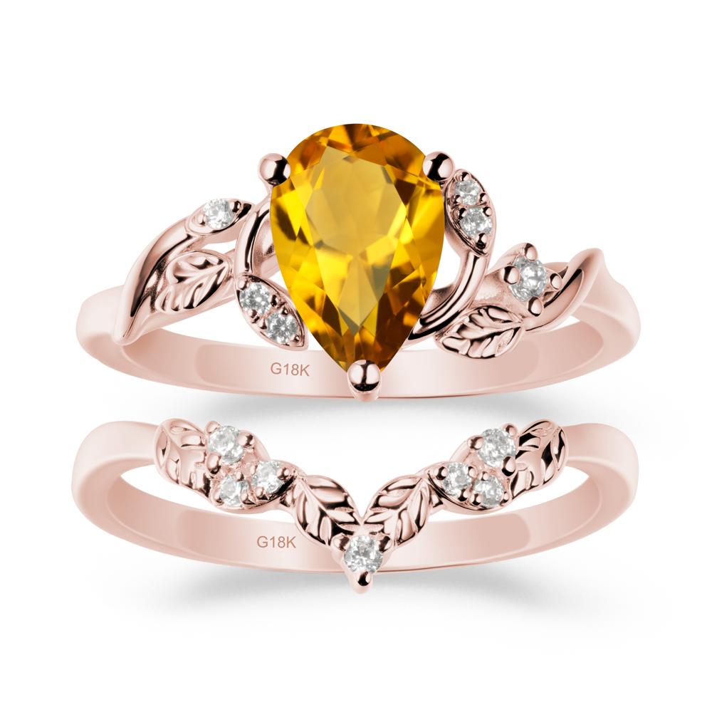 Pear-Shaped Citrine Ring Set with Leaf - LUO Jewelry #metal_xxxxx