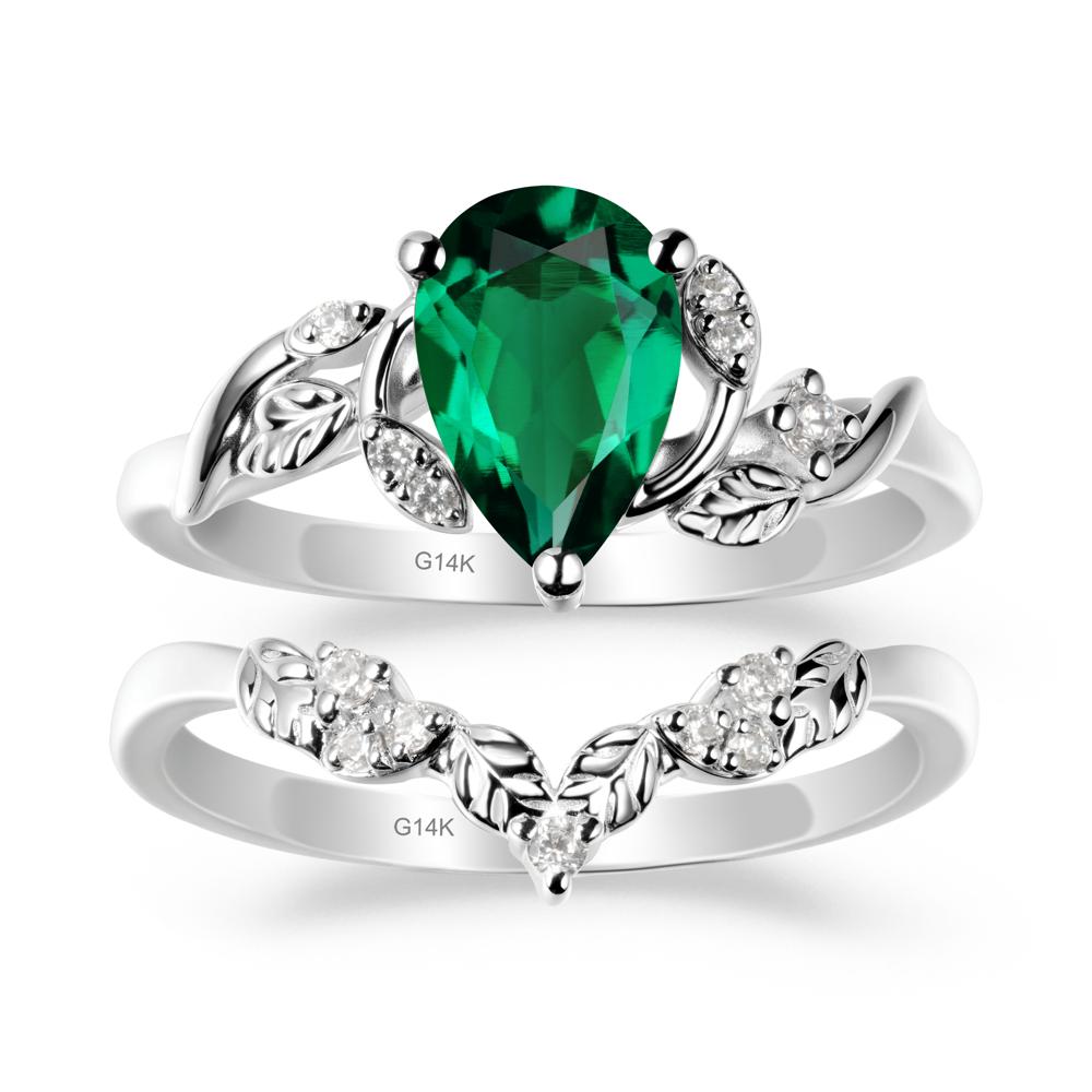 Leaf Inspired Emerald Bridal Set - LUO Jewelry #metal_xxxxx