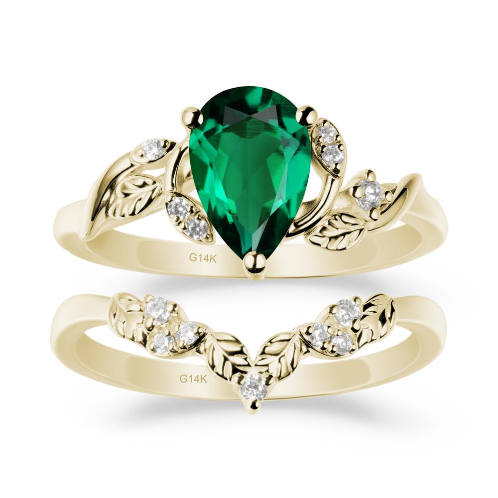 Leaf Inspired Emerald Bridal Set - LUO Jewelry #metal_xxxxx