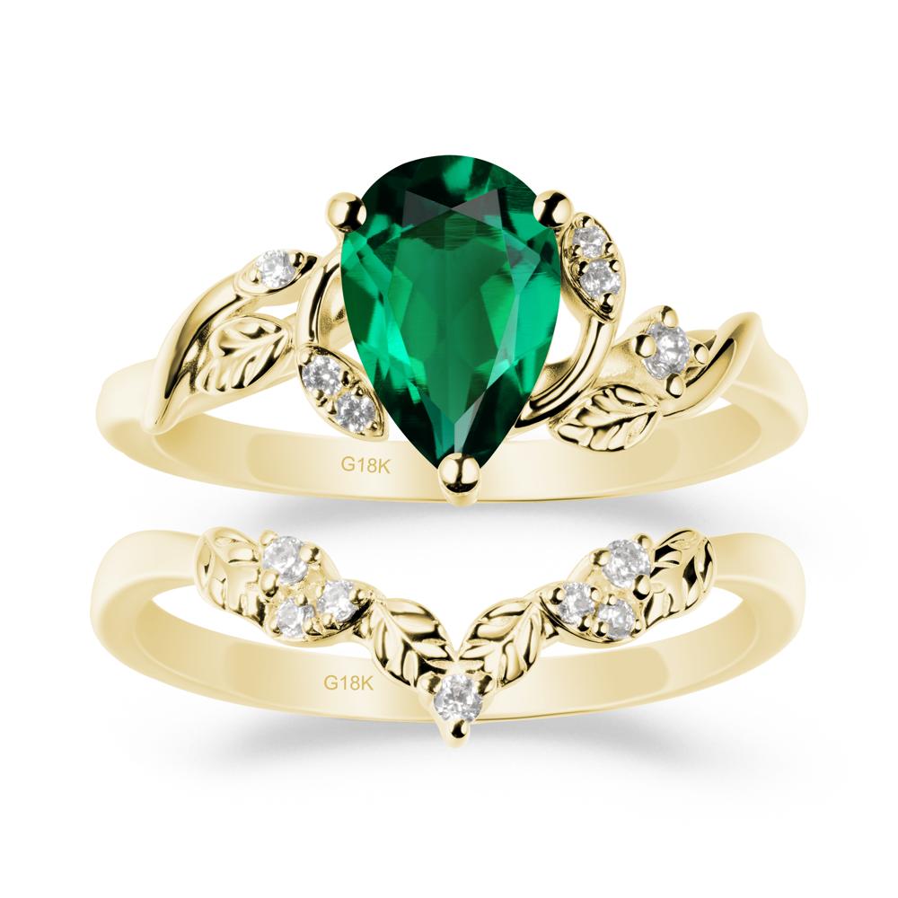 Leaf Inspired Emerald Bridal Set - LUO Jewelry #metal_xxxxx