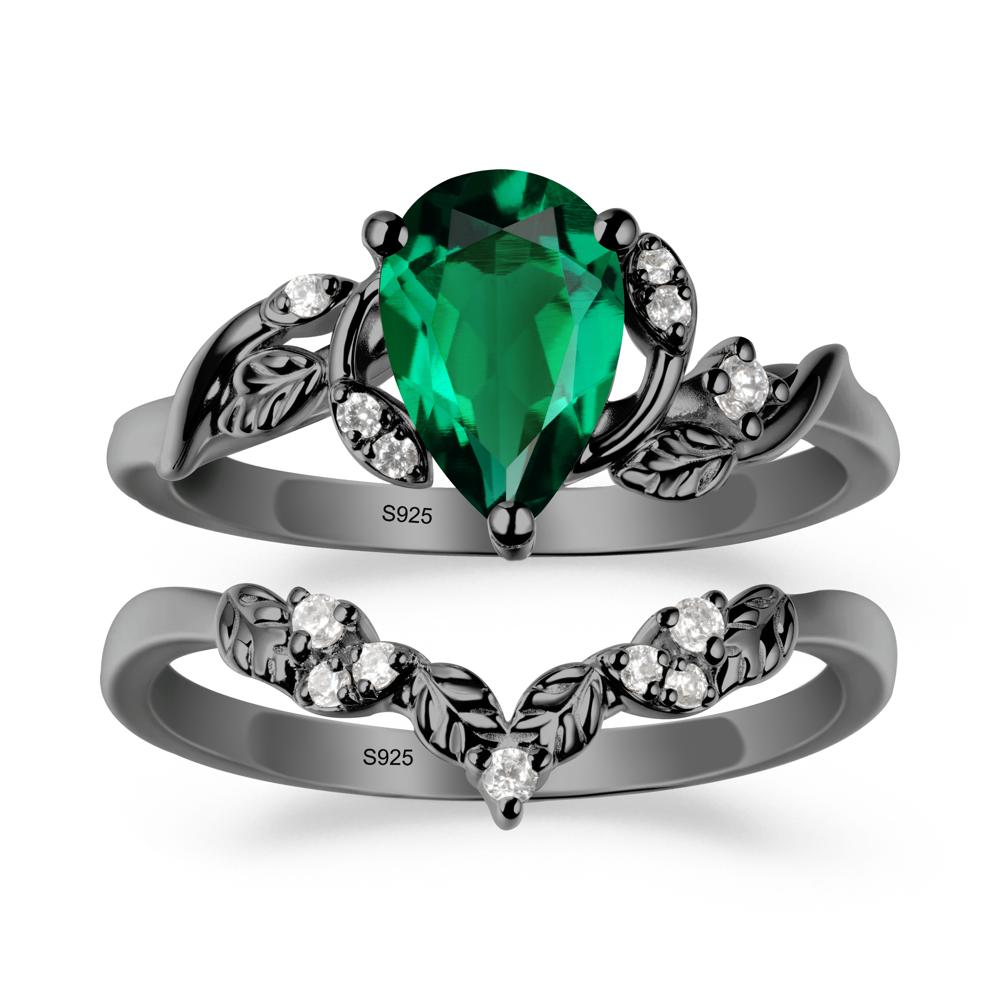Leaf Inspired Emerald Bridal Set - LUO Jewelry #metal_xxxxx