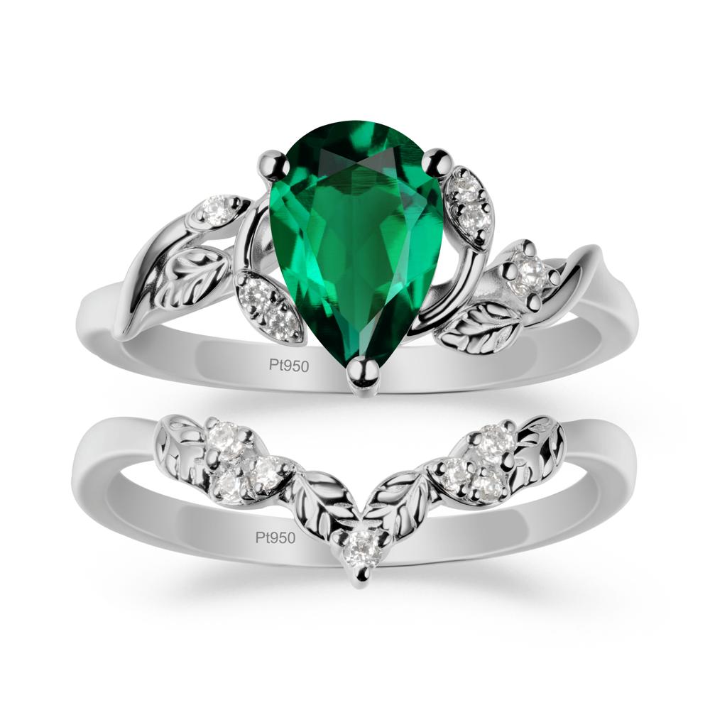 Leaf Inspired Emerald Bridal Set - LUO Jewelry #metal_xxxxx