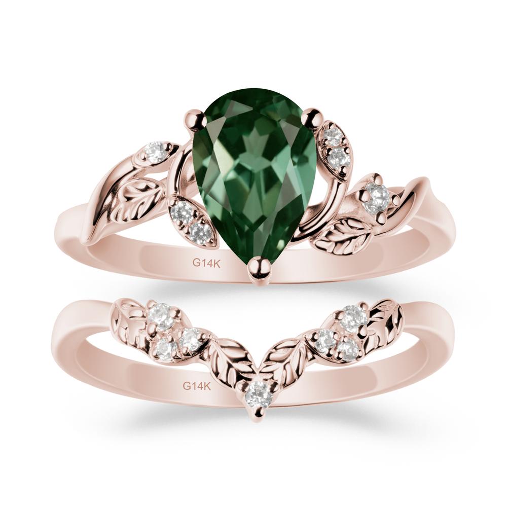 Leaf Inspired Green Sapphire Bridal Set - LUO Jewelry #metal_xxxxx