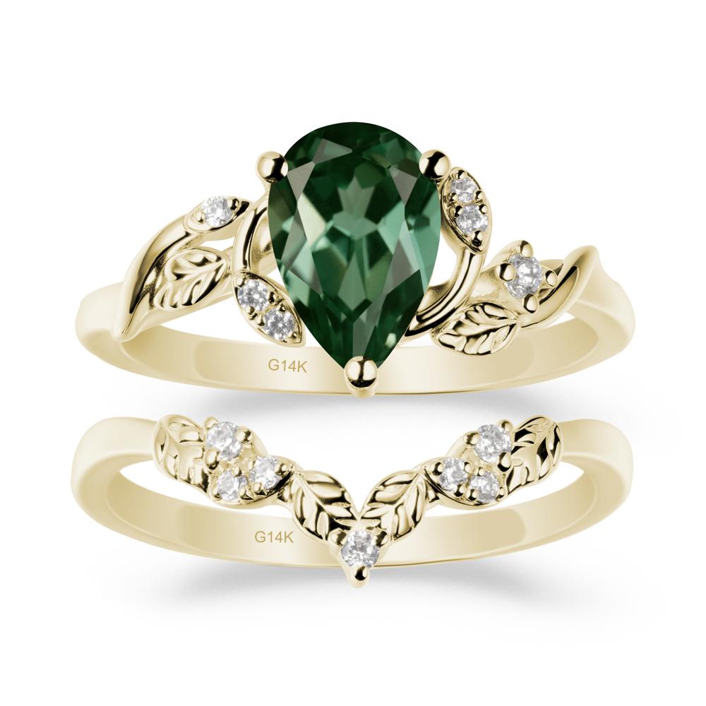 Leaf Inspired Green Sapphire Bridal Set - LUO Jewelry #metal_xxxxx