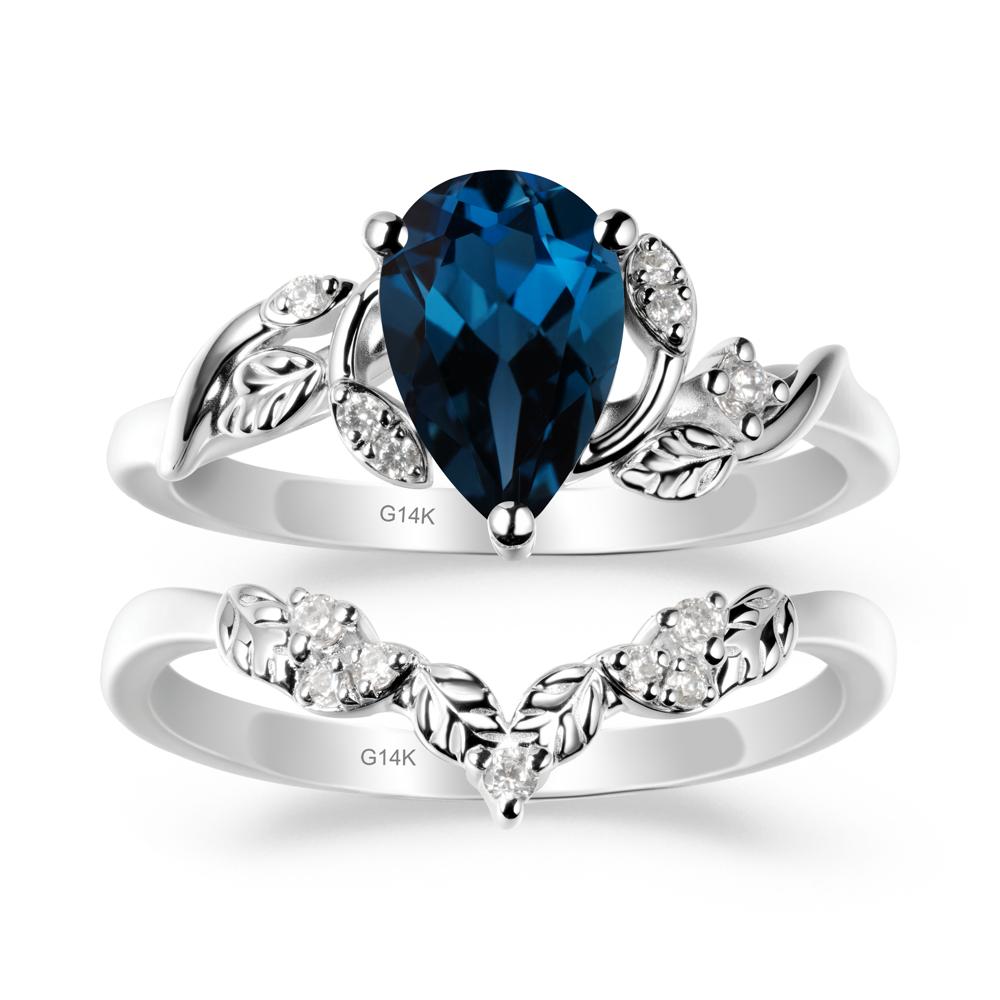 Pear-Shaped London Blue Topaz Ring Set with Leaf - LUO Jewelry #metal_xxxxx