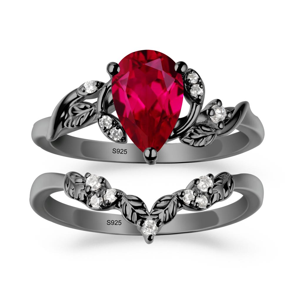 Leaf Inspired Ruby Bridal Set - LUO Jewelry #metal_xxxxx
