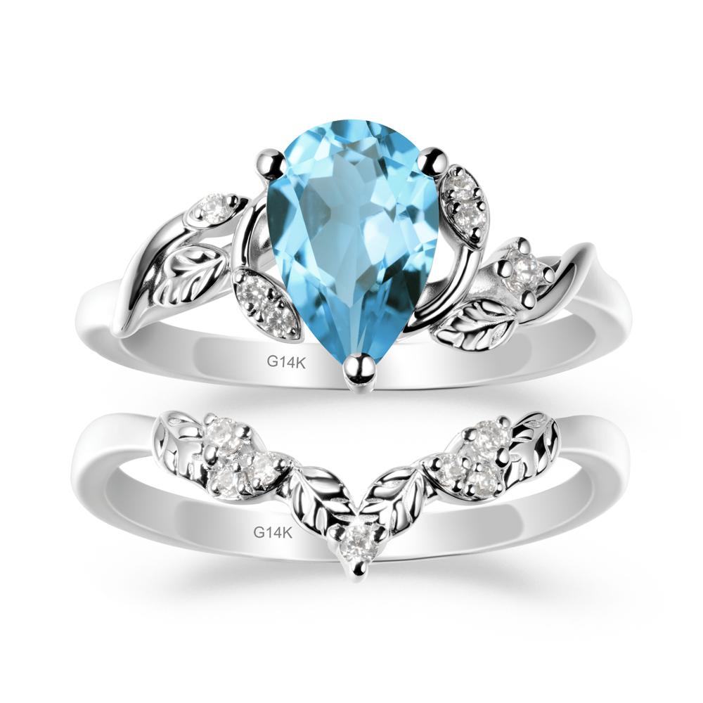 Leaf Inspired Swiss Blue Topaz Bridal Set - LUO Jewelry #metal_xxxxx