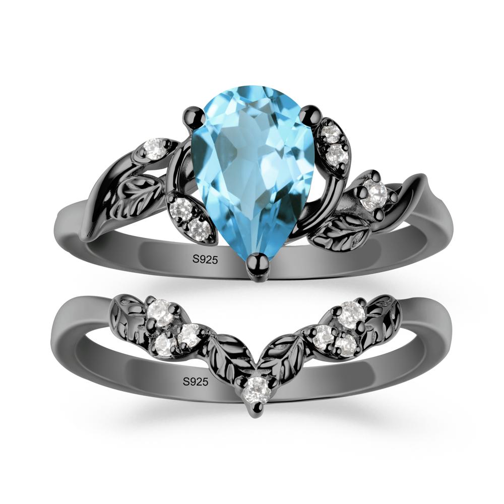Leaf Inspired Swiss Blue Topaz Bridal Set - LUO Jewelry #metal_xxxxx