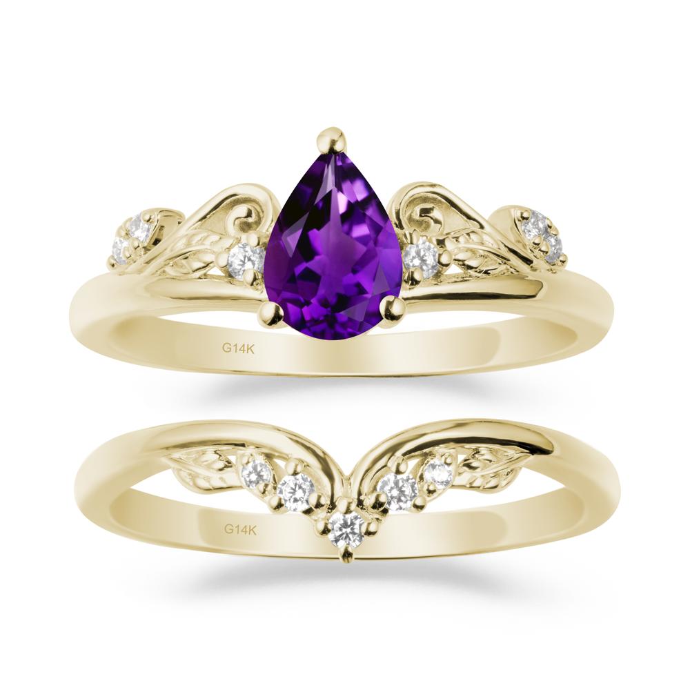 Teardrop Amethyst Promise Ring Set - LUO Jewelry #metal_xxxxx