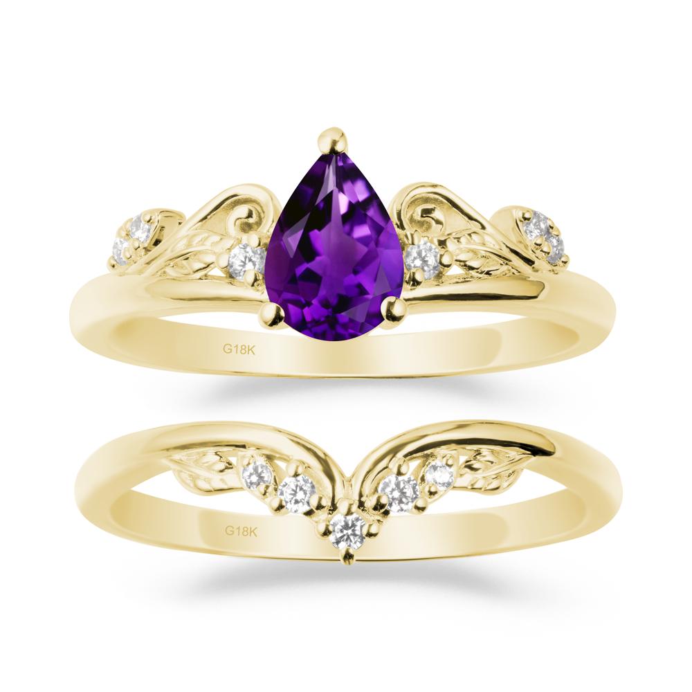 Teardrop Amethyst Promise Ring Set - LUO Jewelry #metal_xxxxx