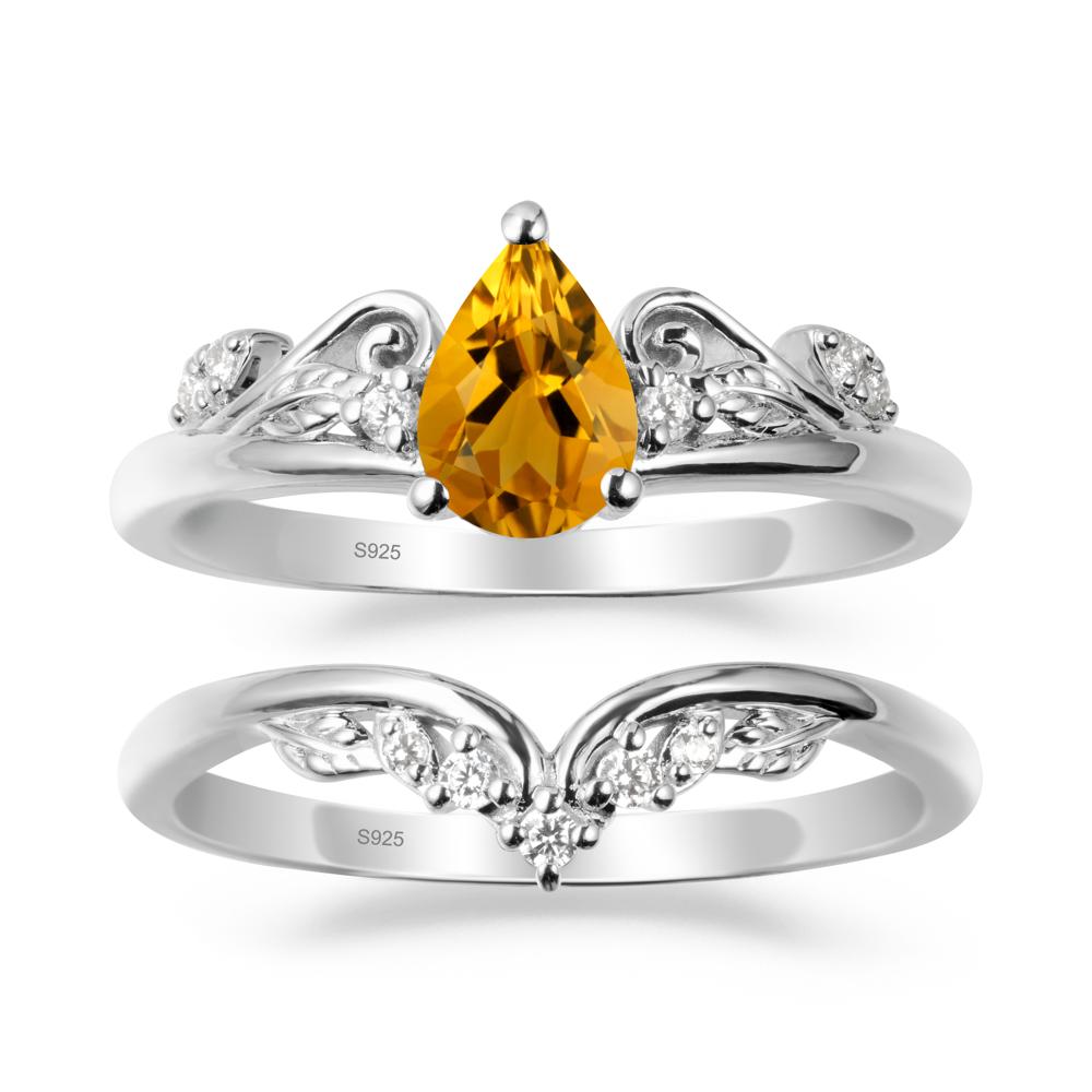 Teardrop Citrine Promise Ring Set - LUO Jewelry #metal_xxxxx
