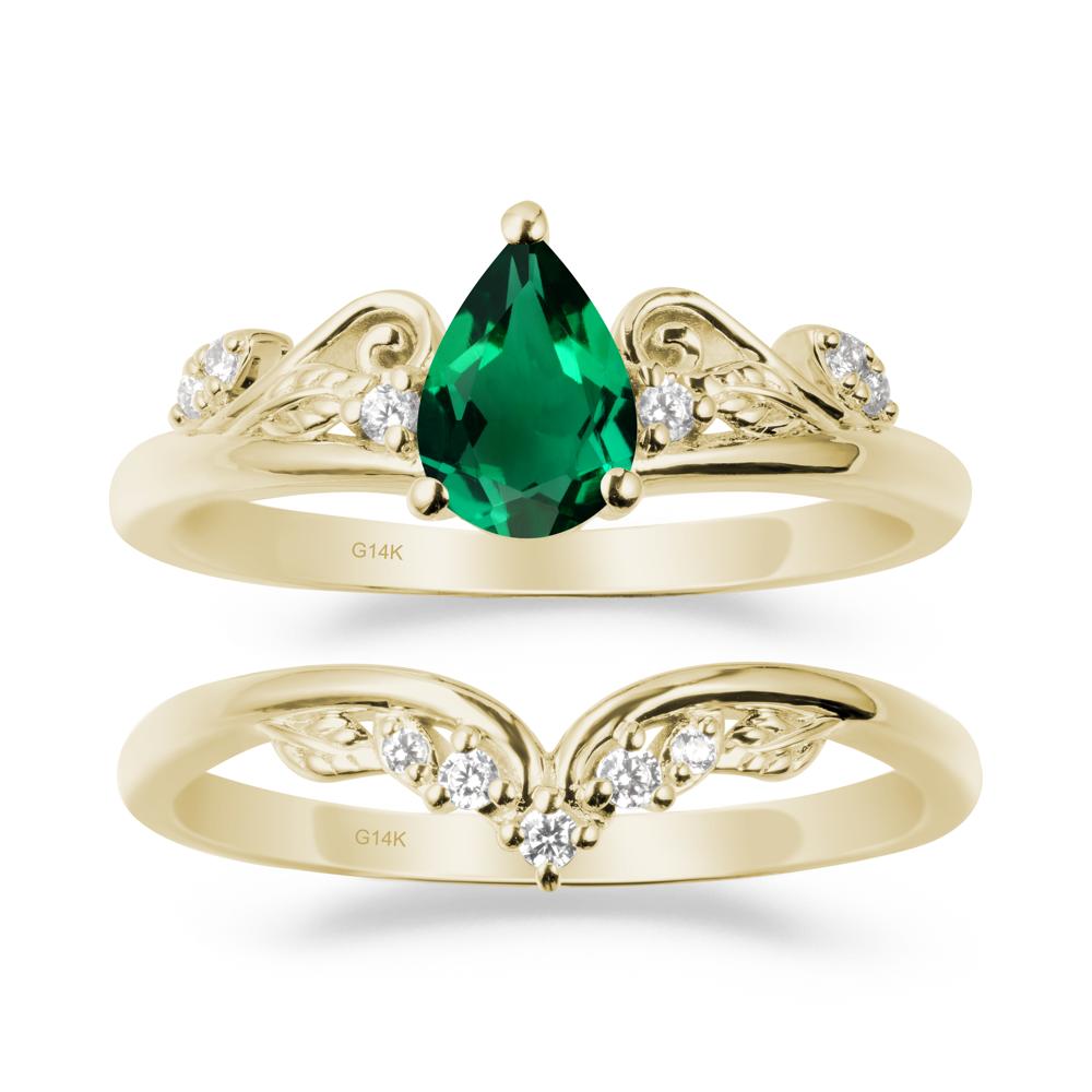 Teardrop Emerald Promise Ring Set - LUO Jewelry #metal_xxxxx
