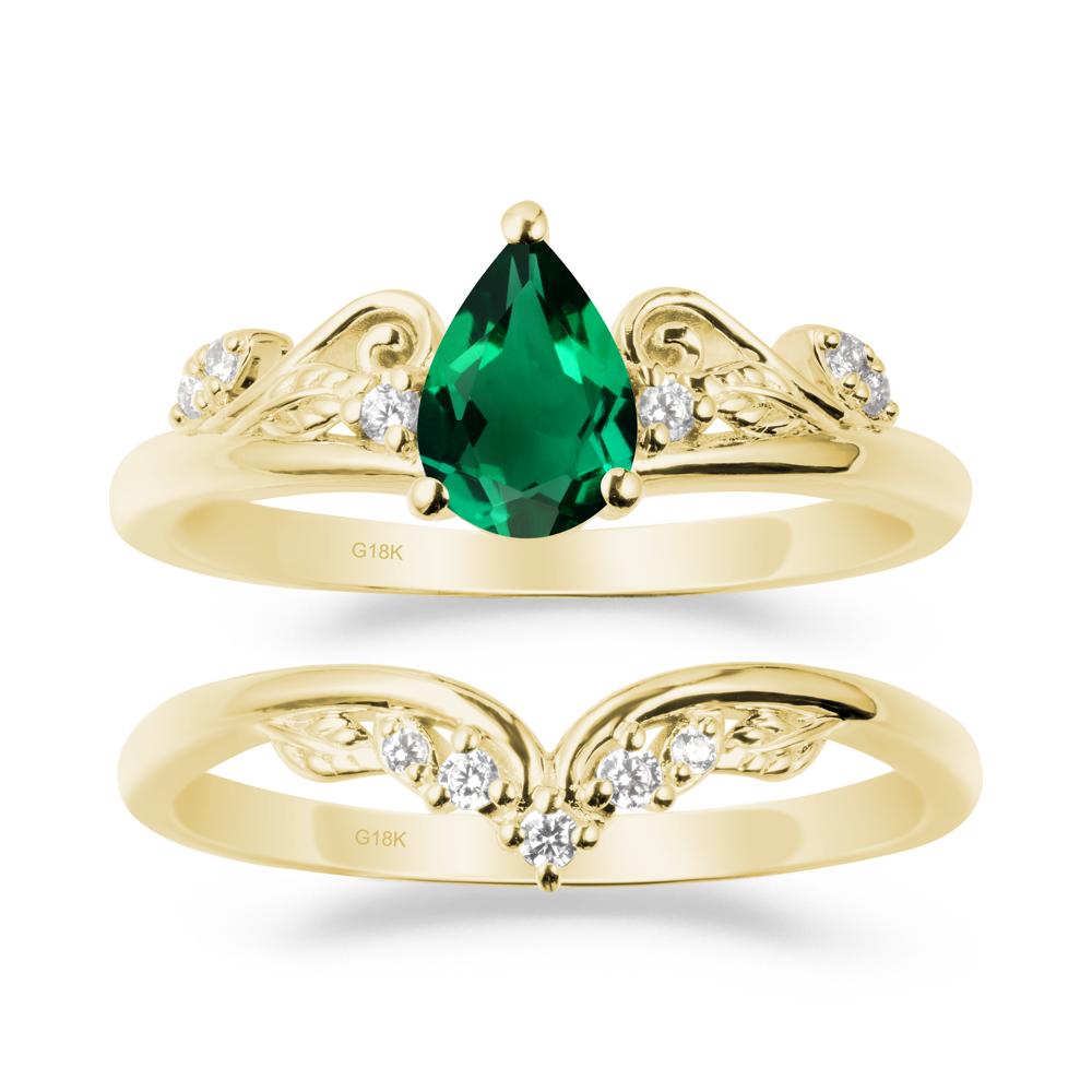 Teardrop Emerald Promise Ring Set - LUO Jewelry #metal_xxxxx