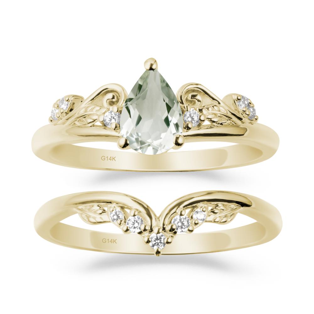 Teardrop Green Amethyst Promise Ring Set - LUO Jewelry #metal_xxxxx