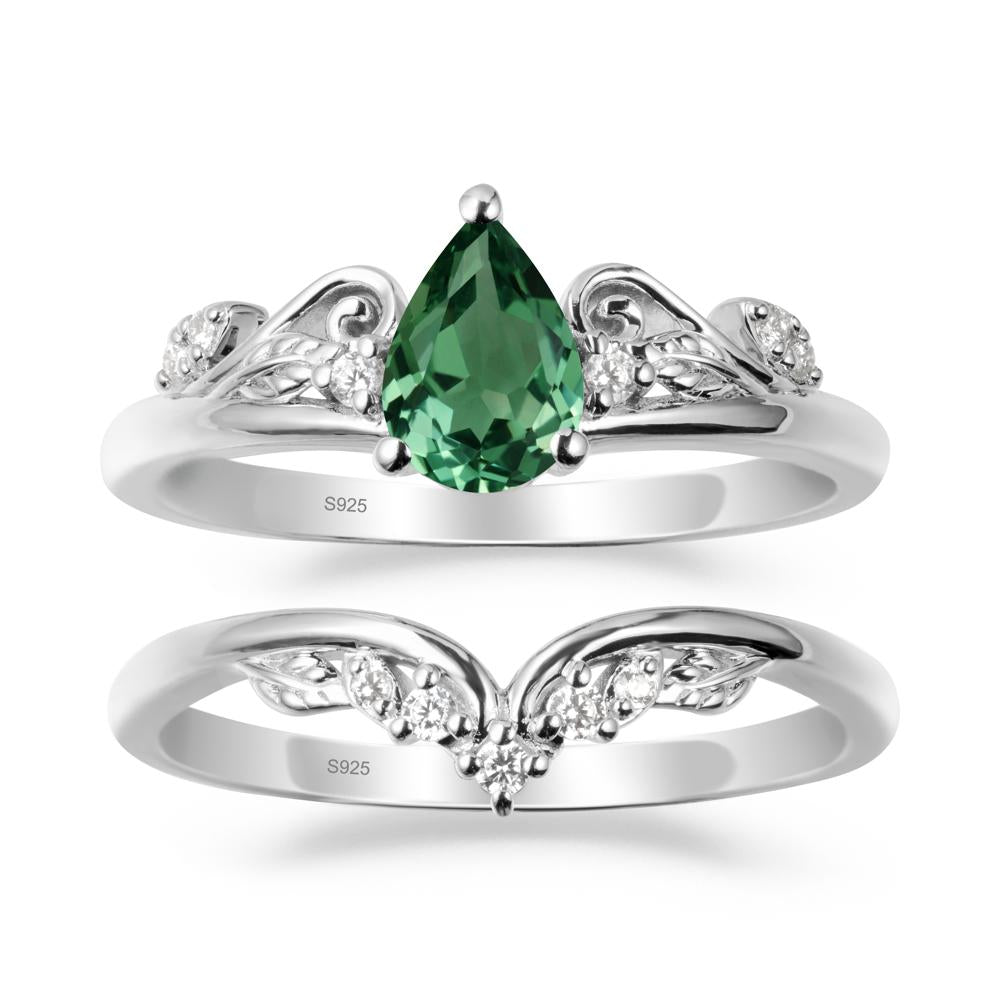 Vintage Vine Green Sapphire Bridal Set - LUO Jewelry #metal_xxxxx