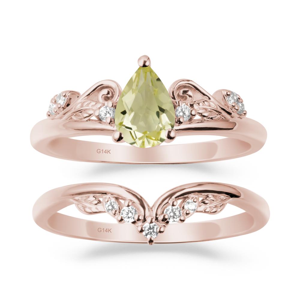 Teardrop Lemon Quartz Promise Ring Set - LUO Jewelry #metal_xxxxx